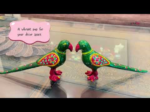 Parrot Statue Showpiece | Bird Figurine - For Vastu, Good Luck, Home, Table Decor, Living Room, Office & Gift - 9 Inch (Set Of 2) - Apkamart