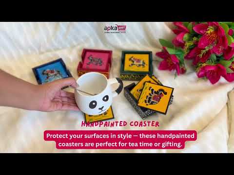 Tea Coasters Set | Wooden Coffee Coasters With Stand | Heat Pad | Dining Table Decor - For Kitchen, Bar, Tables, Hot Pots, Cups, Mugs - 4 Inch (Wood, Black) - Apkamart