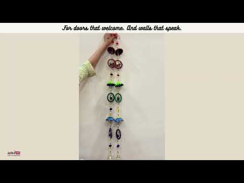 Latkan Toran Wall Hanging | Rajasthani Hangings with Bells - Elephant in Ring Design - for Main Door, Entrance, Wall, Home, Diwali Decoration - 38 Inch - apkamart #Style_Elephant