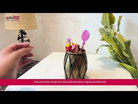 Pen Holder - Dholak Design | Stationary Organizers | Multipurpose Cutlery Spoon Stand - For Study Table, Desk, Office, Dining Table, Kitchen, Home Decor - Apkamart