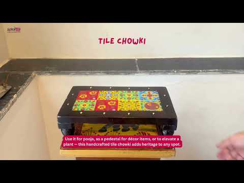 Tile Chowki - Bajot For Pooja & Home Decor - 10 Inch - apkamart