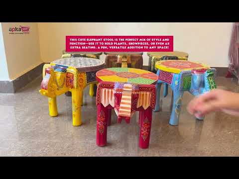 Side Table Cum Stool - Elephant Design | Wooden Small Stools for Keeping Lamp, Vases & Plants - for Home Decor, Corners, Sofa Side, Office & Gifts - 12 Inch - Apkamart