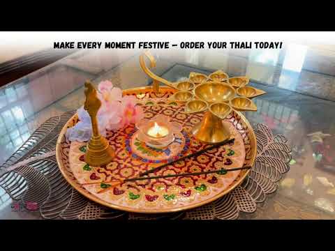 Meenakari Puja Thali - Shubh Labh Design - For For Pooja, Weddings & Festivals - 12 Inch #style_Peacock