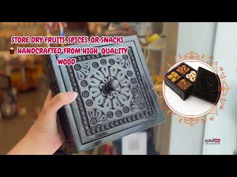 Wooden Dry Fruit Box with Lid | Mukhwas Bowl with Four Compartments - for Kitchen, Serving, Home, Dining Table Decor & Diwali Gifts - 8 Inch (Wood, Brown) - Apkamart