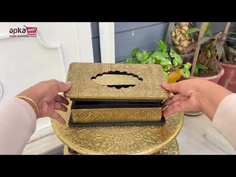 Brass Embellished Tissue Holder - Dining Table Decoration Items - ApkaMart
