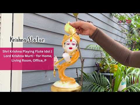 Lord Krishan Idol Murti| Decorative Krishna Face Statue Showpiece - for Home, Puja Room, Table Decor, Living Room, Office Desk & Gift - 14 inch - Apkamart