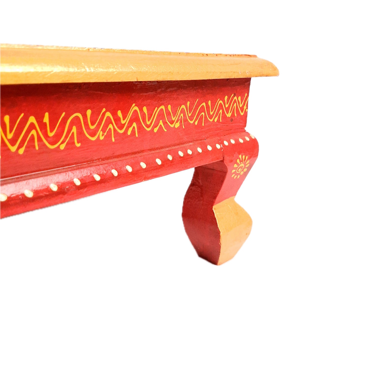 Puja Chowki Bajot| Wooden Choki For Sitting | Peeta For Home, living Room, Corner, Mandir Decoration & Gifts - 16 Inch - apkamart