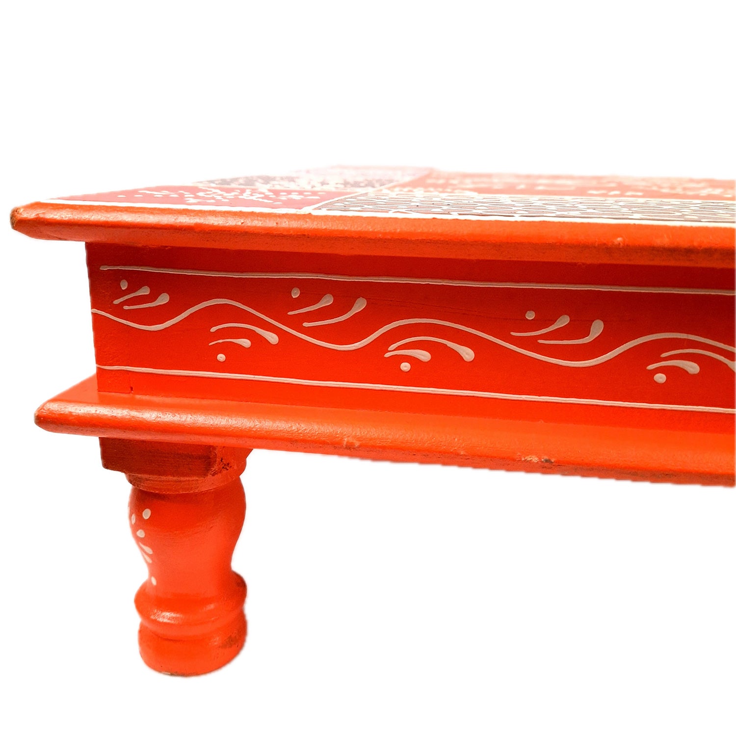 Wooden Puja Peeta Chowki | Stool / Aasan for God Idols | Wooden Pooja Chowki Table - for Festivals, Home, living Room, Corner, Mandir Decoration & Gifts - 18 Inch - apkamart