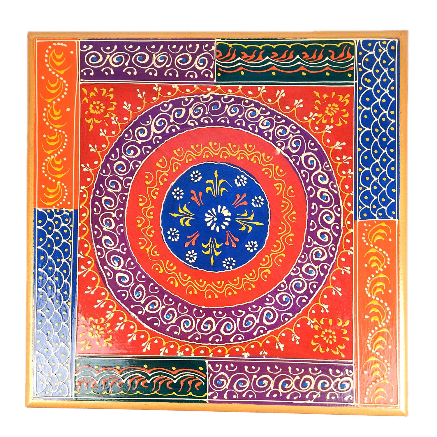 Puja Chowki Bajot| Wooden Choki For Sitting | Peeta For Home, living Room, Corner, Mandir Decoration & Gifts - 16 Inch - apkamart