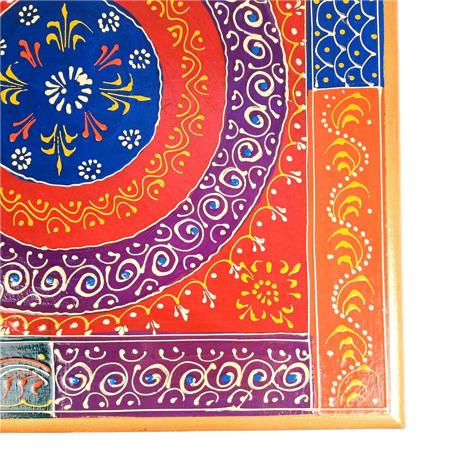 Puja Chowki Bajot| Wooden Choki For Sitting | Peeta For Home, living Room, Corner, Mandir Decoration & Gifts - 16 Inch - apkamart