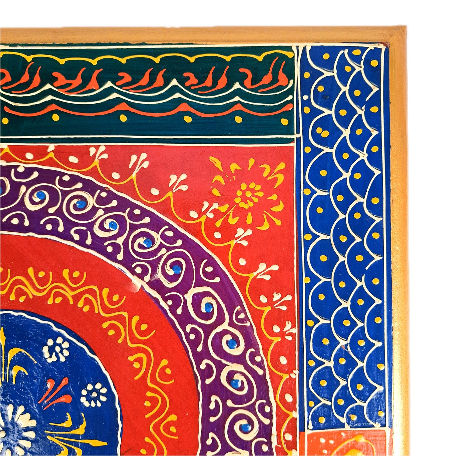 Puja Chowki Bajot| Wooden Choki For Sitting | Peeta For Home, living Room, Corner, Mandir Decoration & Gifts - 16 Inch - apkamart