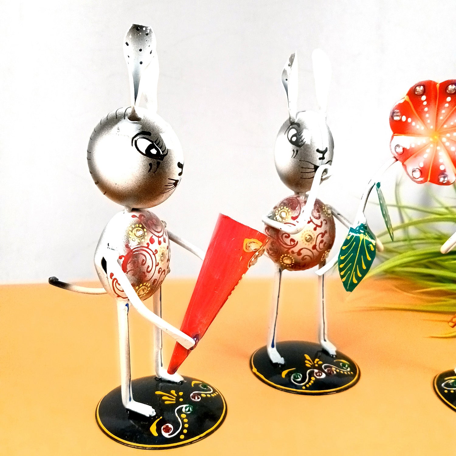 Rabbit Showpiece Set | Animal Figurines - for Home, Table, Living Room, TV Unit & Bedroom Office Desk Decor& Gifts - 8 Inch (Pack of 3) - Apkamart
