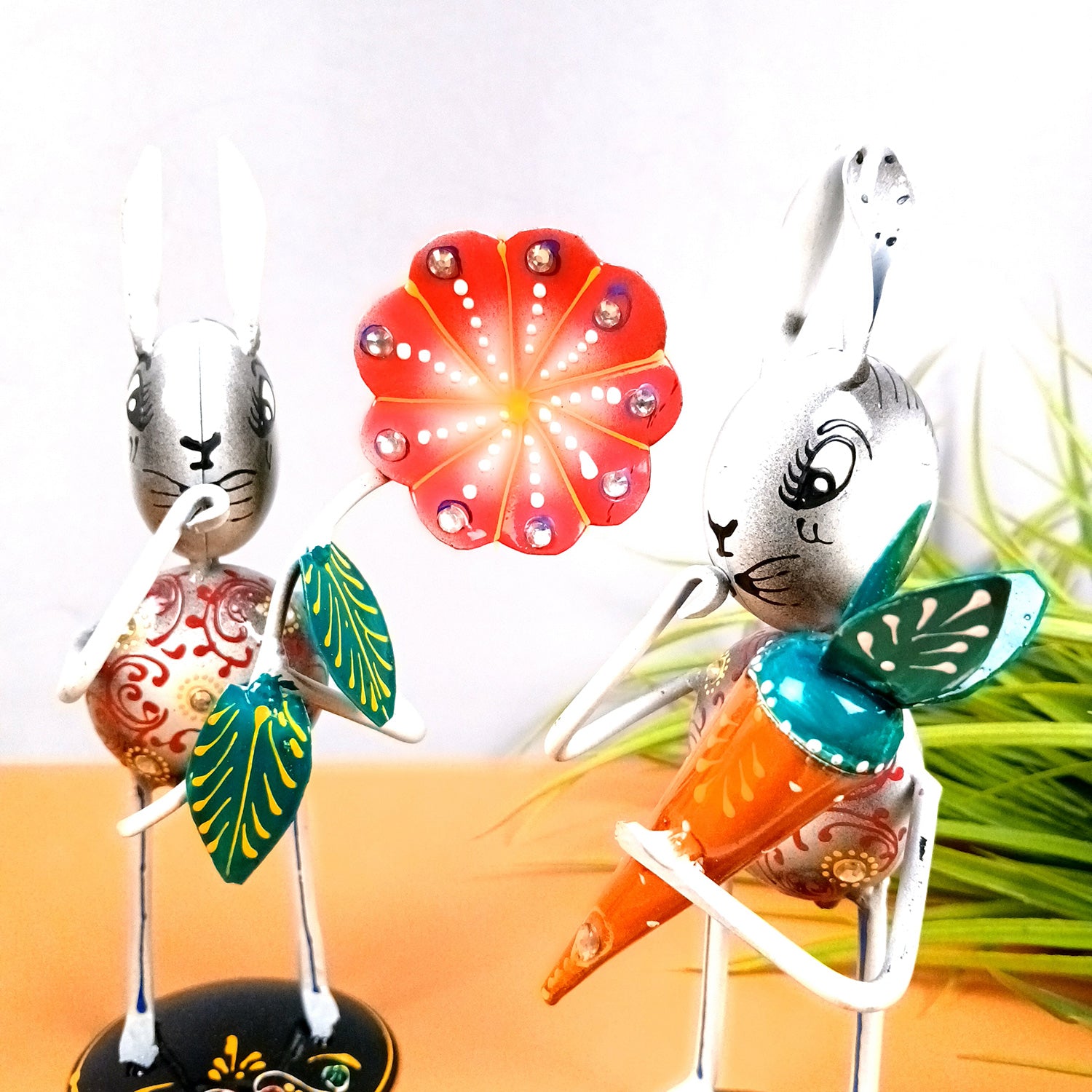 Rabbit Showpiece Set | Animal Figurines - for Home, Table, Living Room, TV Unit & Bedroom Office Desk Decor& Gifts - 8 Inch (Pack of 3) - Apkamart