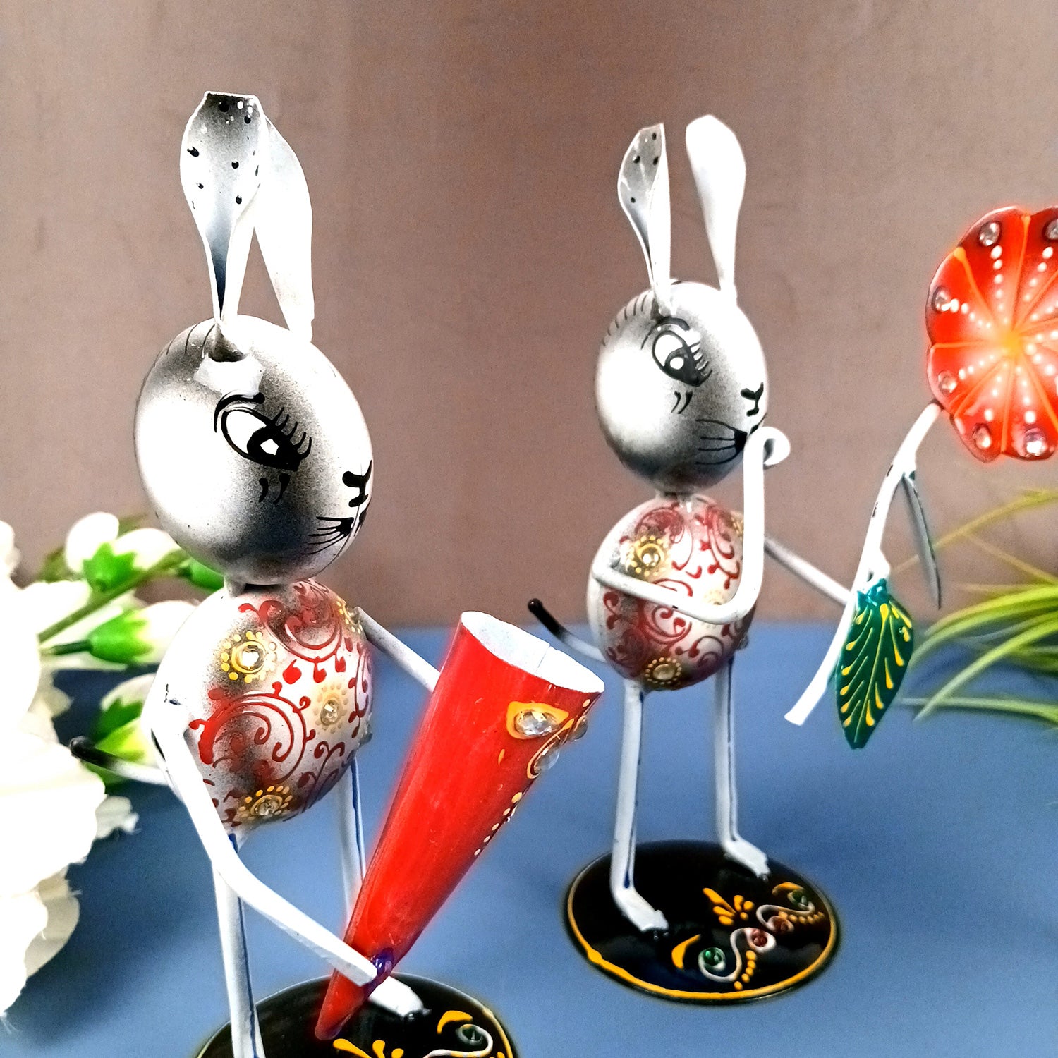 Rabbit Showpiece Set | Animal Figurines - for Home, Table, Living Room, TV Unit & Bedroom Office Desk Decor& Gifts - 8 Inch (Pack of 3) - Apkamart