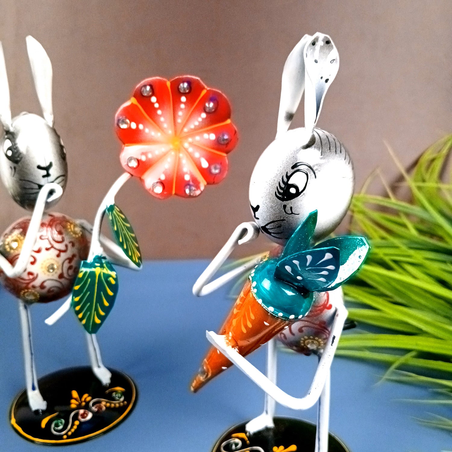 Rabbit Showpiece Set | Animal Figurines - for Home, Table, Living Room, TV Unit & Bedroom Office Desk Decor& Gifts - 8 Inch (Pack of 3) - Apkamart