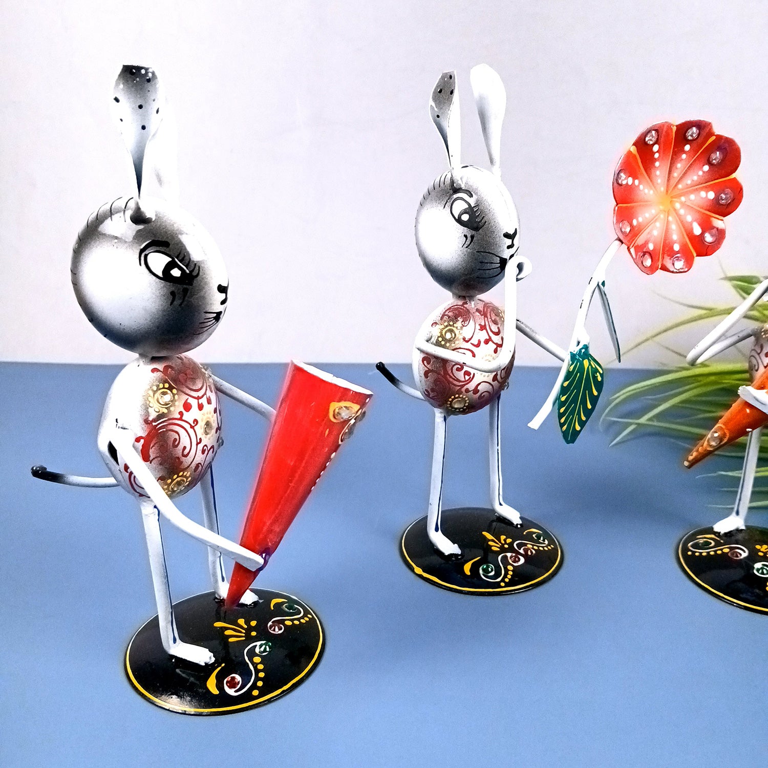 Rabbit Showpiece Set | Animal Figurines - for Home, Table, Living Room, TV Unit & Bedroom Office Desk Decor& Gifts - 8 Inch (Pack of 3) - Apkamart