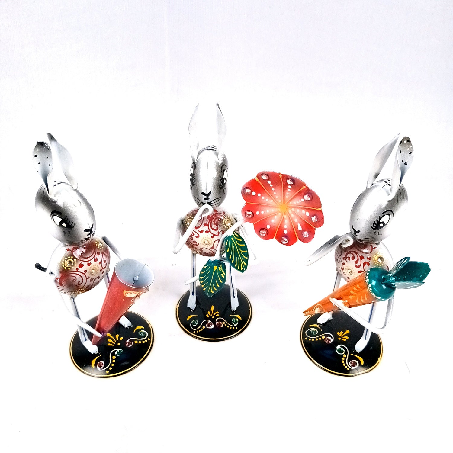 Rabbit Showpiece Set | Animal Figurines - for Home, Table, Living Room, TV Unit & Bedroom Office Desk Decor& Gifts - 8 Inch (Pack of 3) - Apkamart