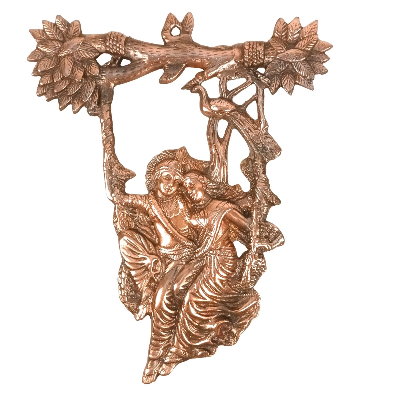 Radha Krishna Wall Hanging with Swing (Jhula) | Handcrafted Metal Alloy Wall Decor- 17 Inch-Apkamart