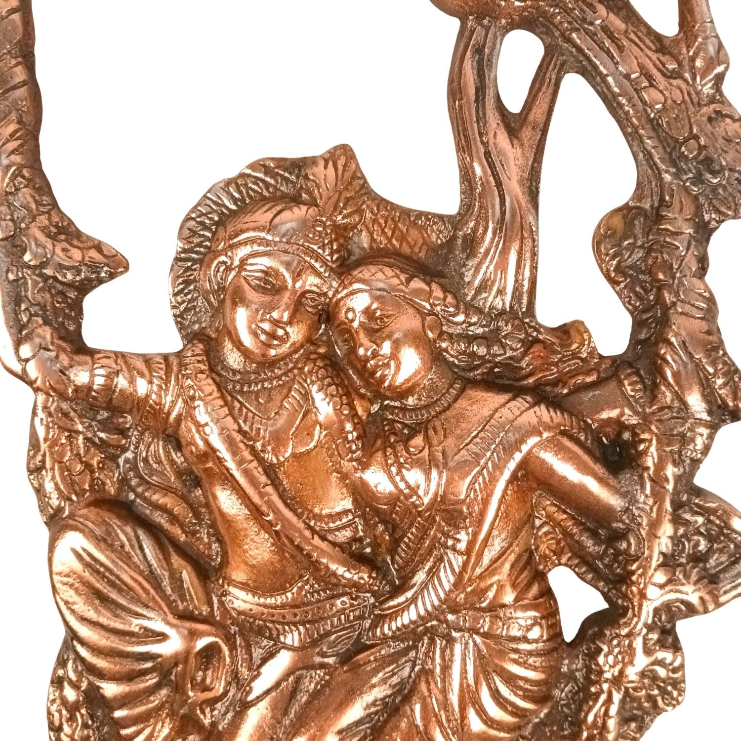 Radha Krishna Wall Hanging with Swing (Jhula) | Handcrafted Metal Alloy Wall Decor- 17 Inch-Apkamart