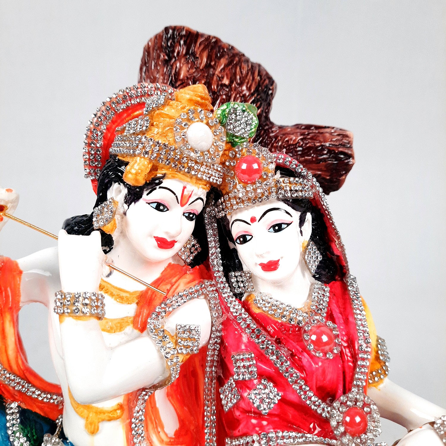 Radha Krishna Idol Statue - With Stone Work & Premium Finish Murti - for Home Decor, Living Room, Temple, Pooja, Office & Gifts - 9 Inch - apkamart