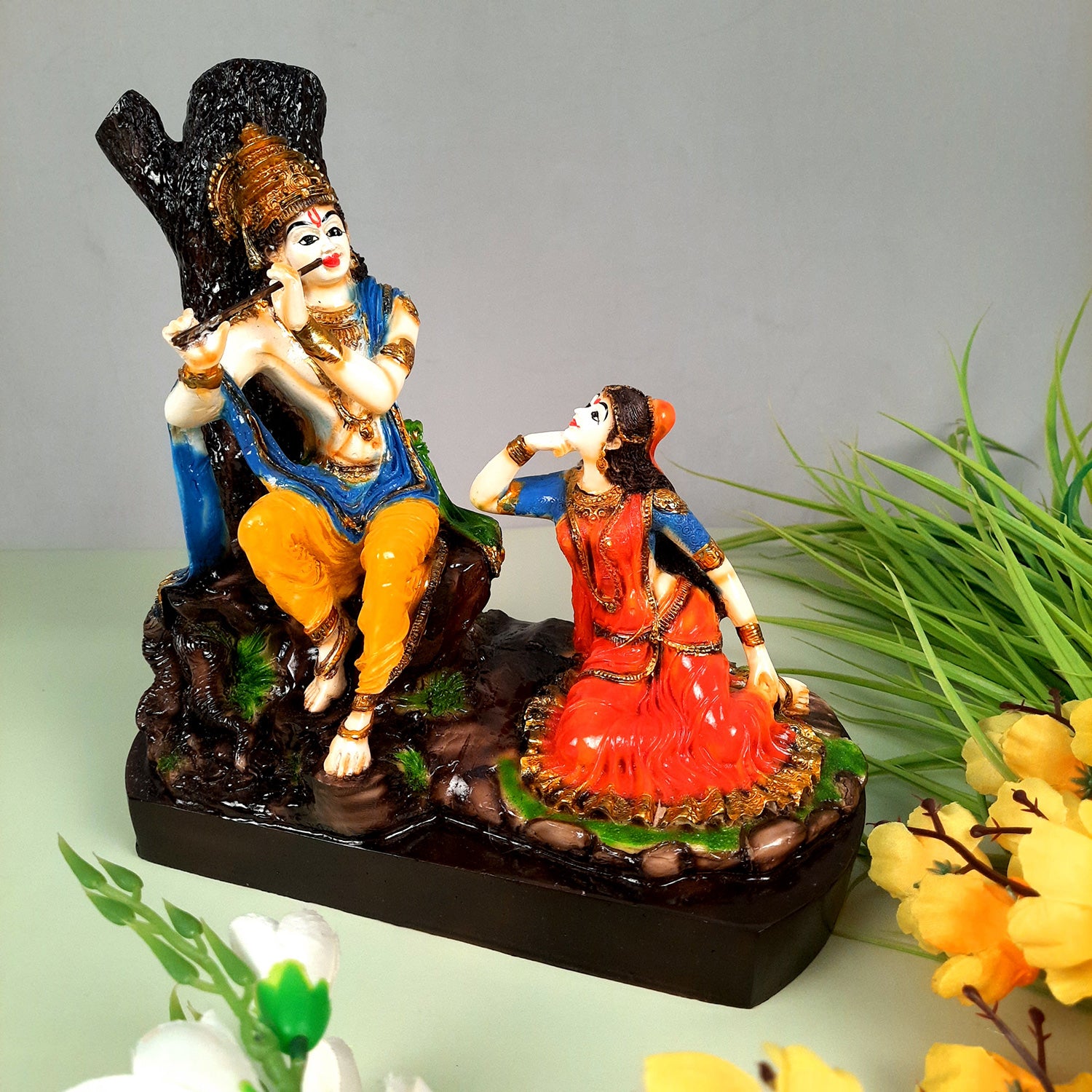 Radha Krishna Idol Statue With High Quality Finish - for Home Decor, Living Room, Mandir, Temple, Pooja, Table, Office & Gifts - 10 Inch - apkamart