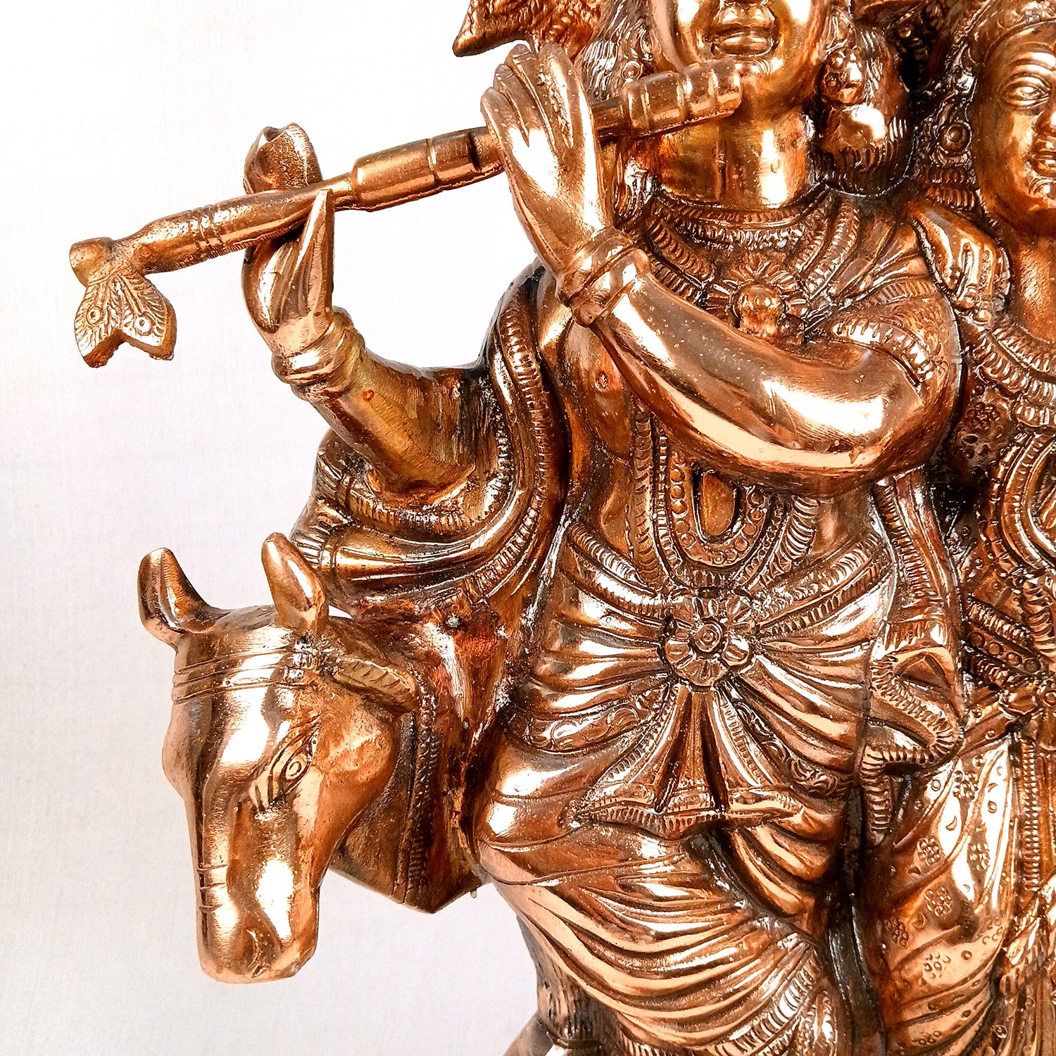 Radha Krishna Statue | Shri Radhe Krishna With Cow Idol Murti - for Home, Table, Living Room, Office, Puja , Entrance Decoration & Gifts - 26 Inch - Apkamart