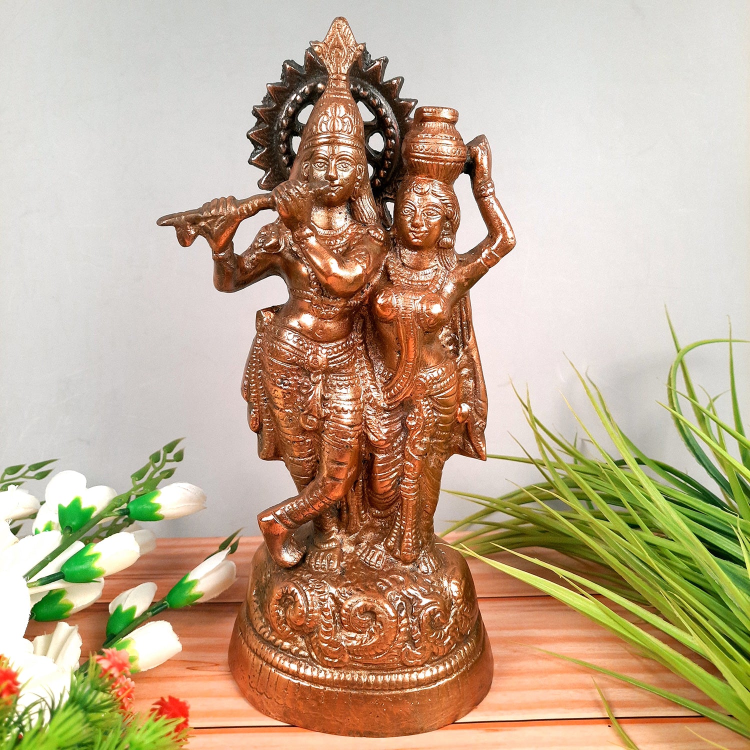 Radha Krishna Murti | Shri Radhe Krishna Statue Idol - for Home, Table, Living Room, Office, Puja , Entrance Decoration & Gifts | Religious & Spiritual Sculpture - 12 Inch - Apkamart