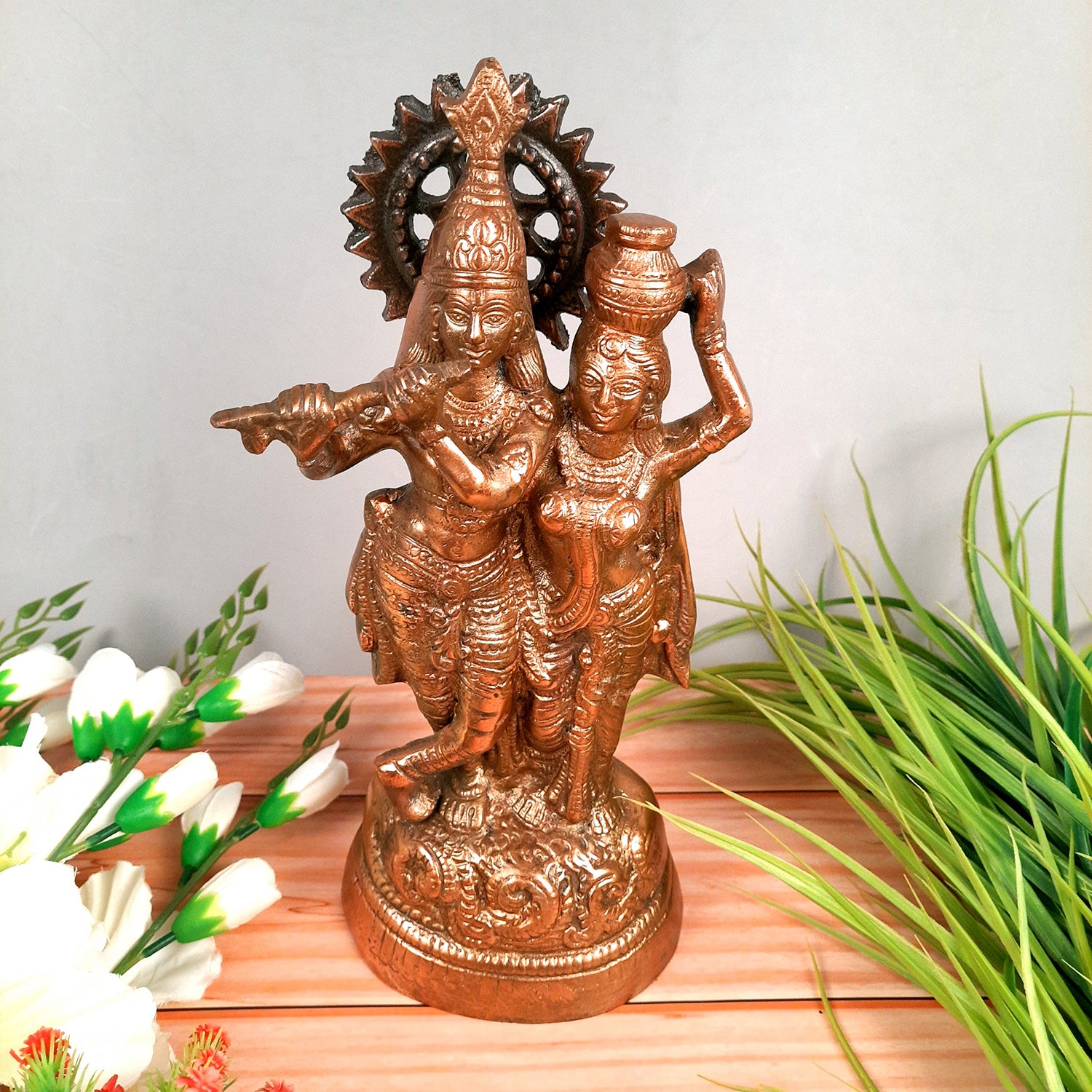 Radha Krishna Murti | Shri Radhe Krishna Statue Idol - for Home, Table, Living Room, Office, Puja , Entrance Decoration & Gifts | Religious & Spiritual Sculpture - 12 Inch - Apkamart