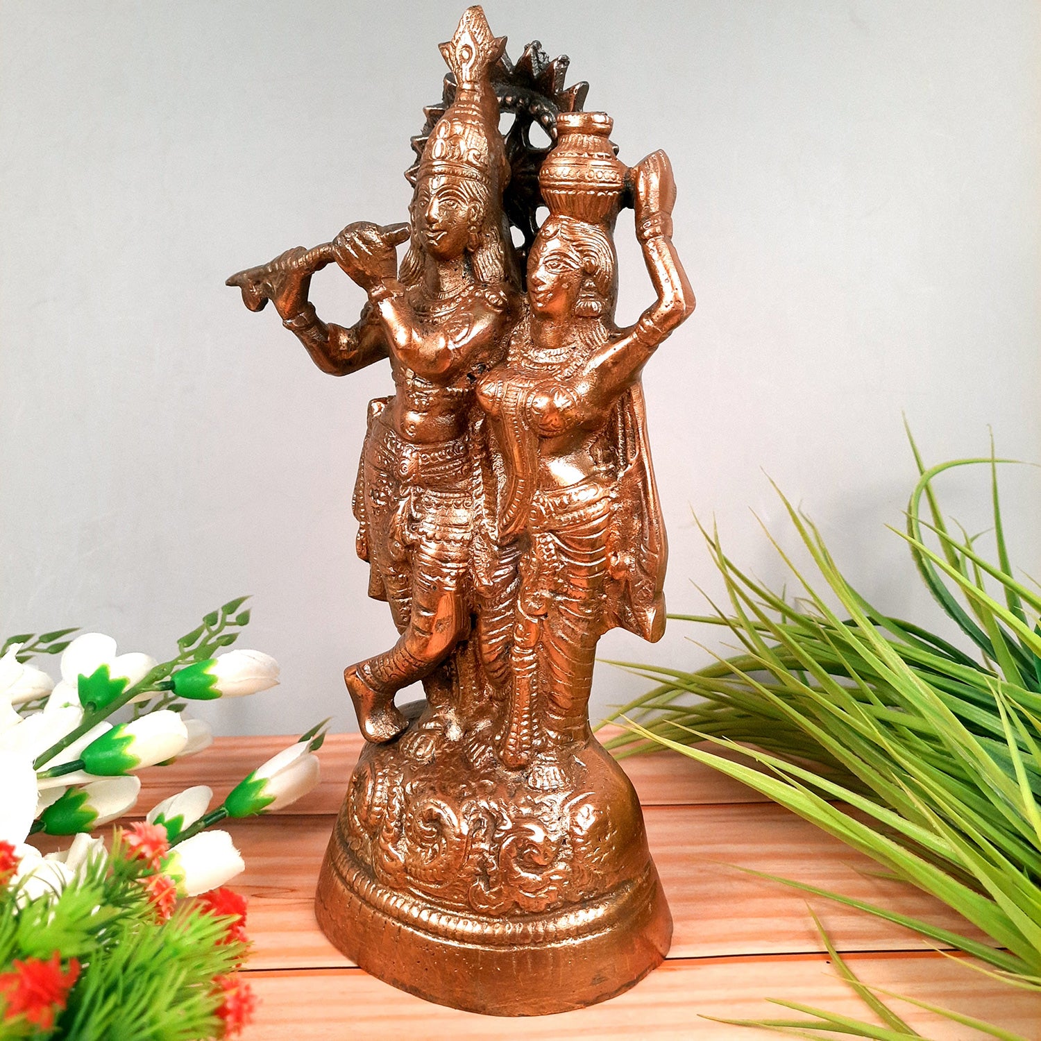 Radha Krishna Murti | Shri Radhe Krishna Statue Idol - for Home, Table, Living Room, Office, Puja , Entrance Decoration & Gifts | Religious & Spiritual Sculpture - 12 Inch - Apkamart