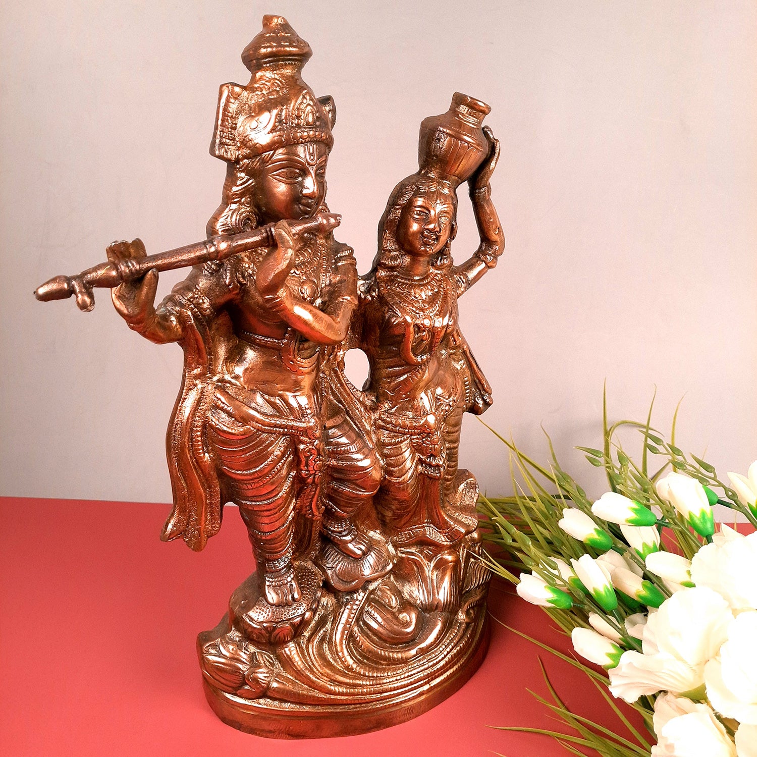 Radha Krishna Idol Statue | Radhe Krishna Murti For Corner Decoration | Wedding Gift for Couples | Religious Gift - for Home, Table, Living Room, Office, Puja , Entrance Decoration - 18 Inch - Apkamart