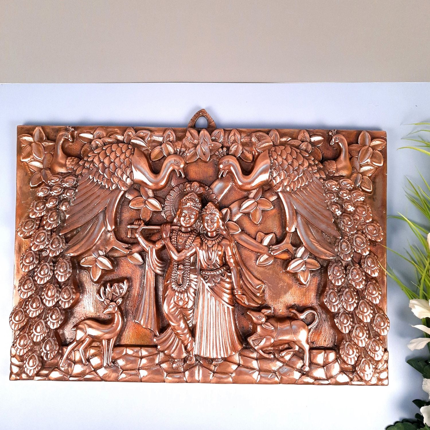 Radha Krishna Wall Hanging Idol | Shri Radha Krishna Big Wall Art Statue - for Gift, Home, Living Room, Puja Room, Big Walls Decoration - Apkamart