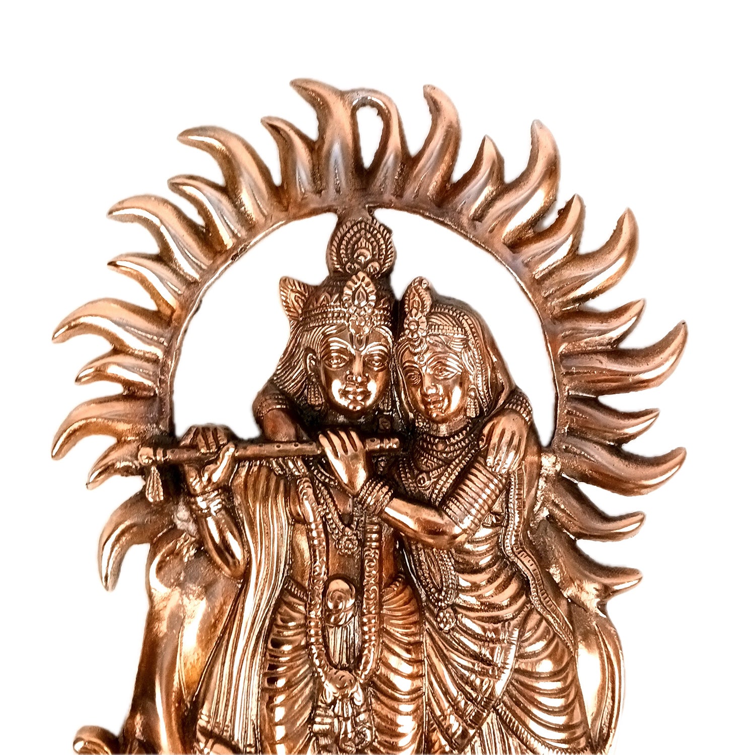 Radha Krishna Wall Hanging | Radhe Krishna With Cow & Peacock Wall Statue | Wedding Gift for Couples - for Home, Living Room, Office, Puja, Entrance Decoration - 16 Inch - Apkamart