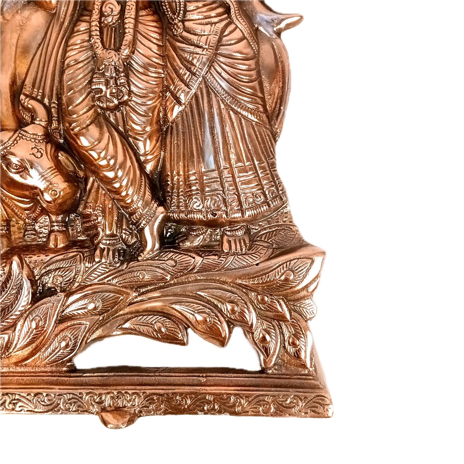 Radha Krishna Wall Hanging | Radhe Krishna With Cow & Peacock Wall Statue | Wedding Gift for Couples - for Home, Living Room, Office, Puja, Entrance Decoration - 16 Inch - Apkamart