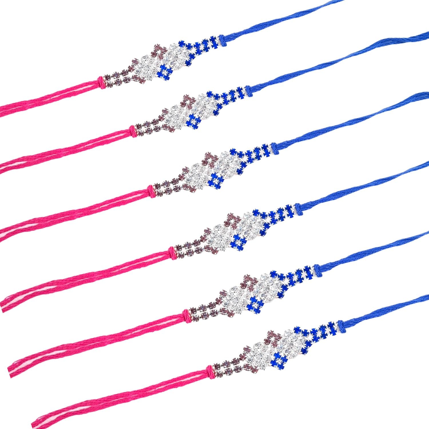 Designer Rakhi | Rakhi Exclusive American Diamond Rakhi Combo for Bhaiya, Bhabhi, Brother - Apkamart #Style_Pack of 6