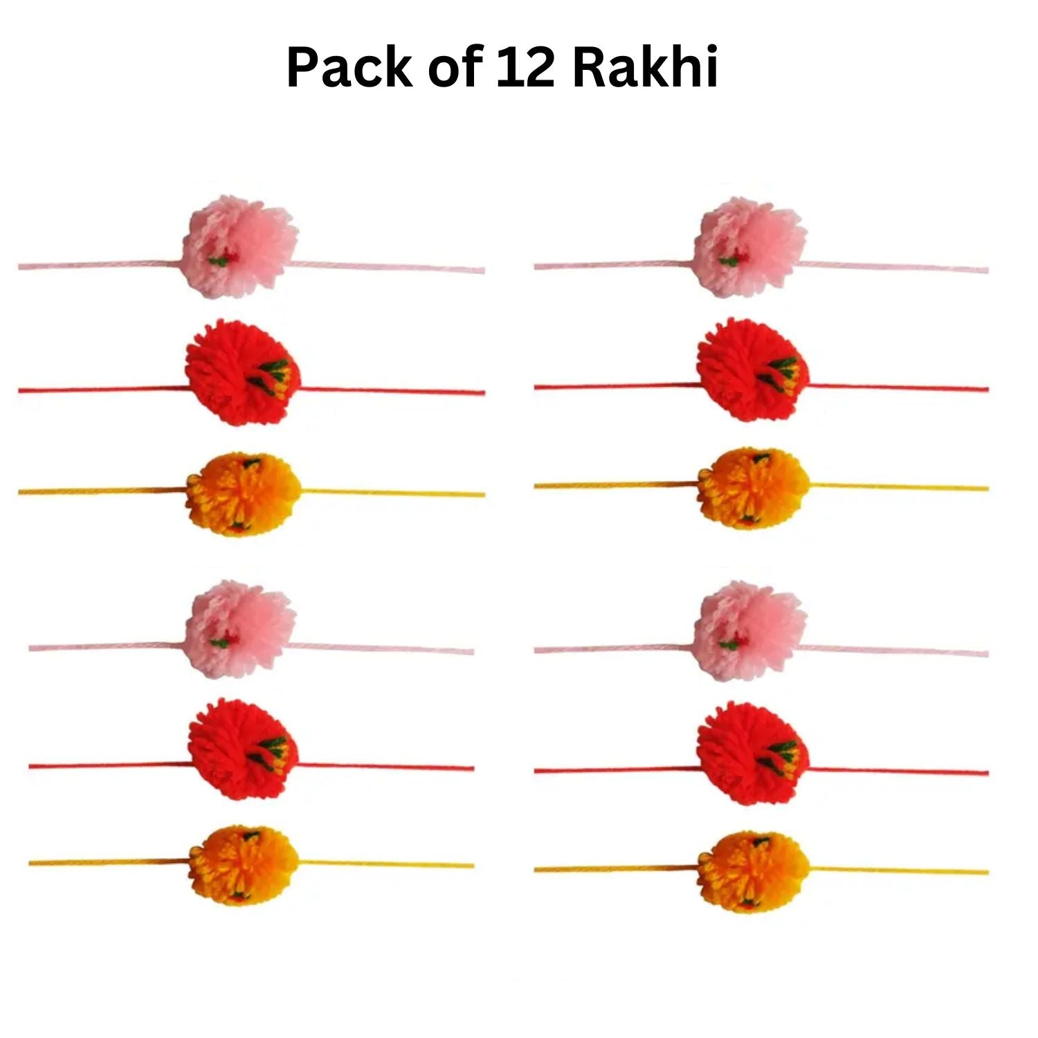 Puja Rakhi | Pom Pom raksha Sutra for Bhaiya, Bhabhi, Pooja Rakhi for God - apkamart #style_Pack of 12