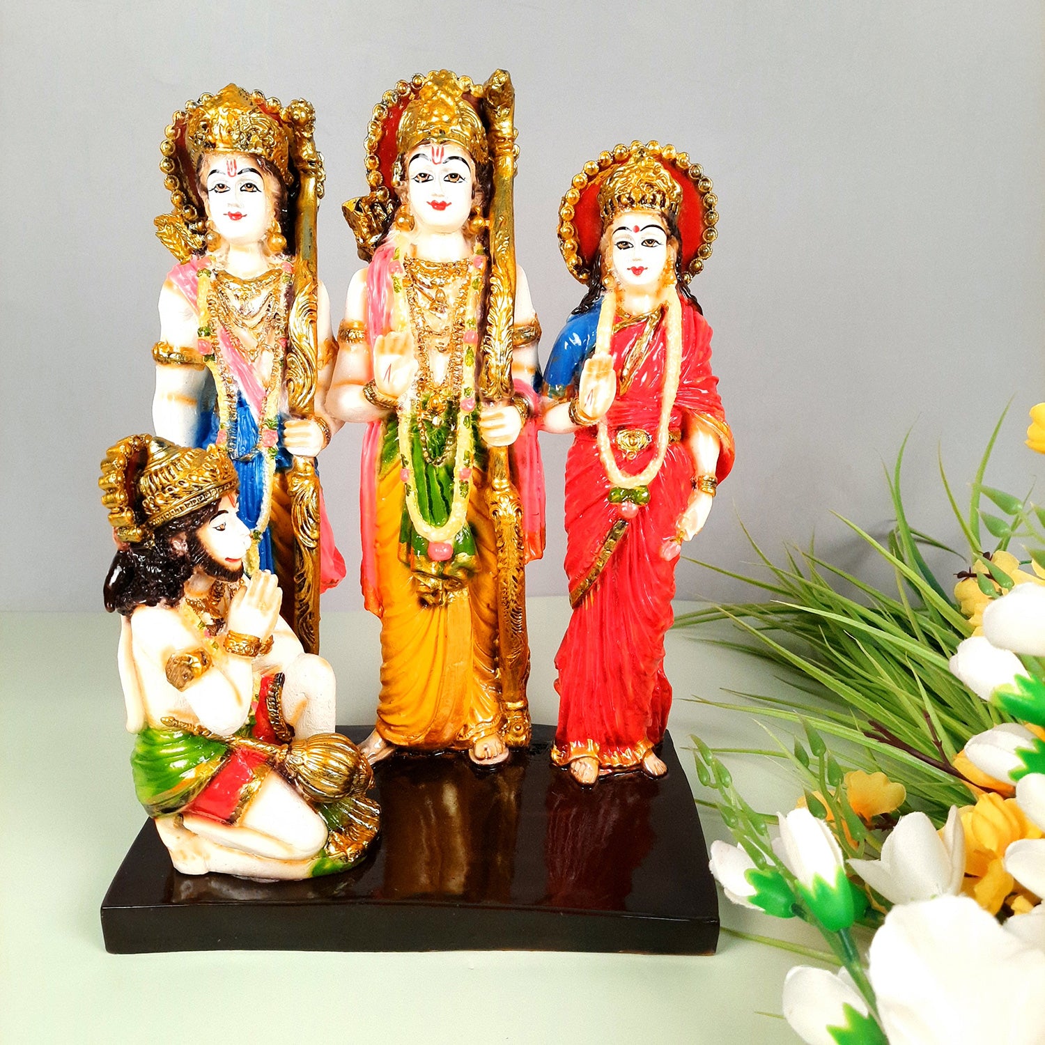 Ram Darbar Statue | Ram, Laxman, Sita, Hanuman Idol With High-Quality Finish - for Puja Room, Home, Temple, Decor & Gifts - 13 Inch - apkamart