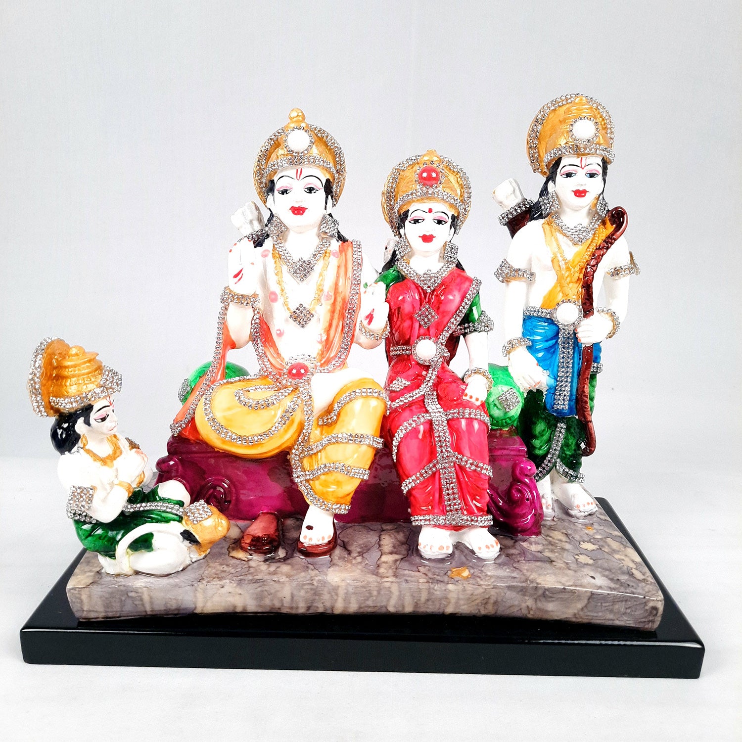 Ram Darbar Statue With Premium Finish | Ram, Laxman, Sita, Hanuman Idol - for Puja Room, Home, Temple, Decor & Gifts - 9 Inch - apkamart