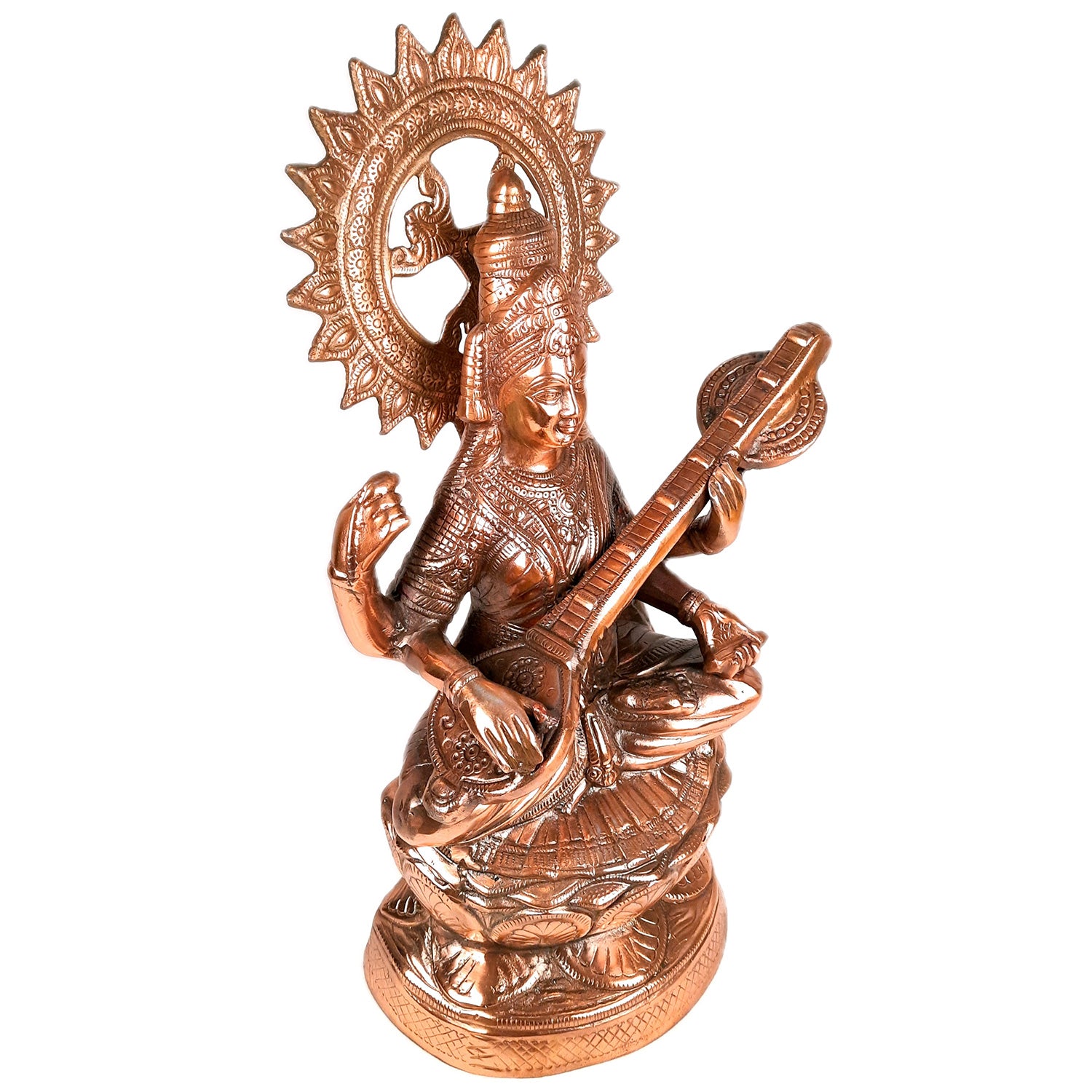 Saraswati Statue Murti | Maa Sarasvati Decor Statue | Religious & Spiritual Wall Art - for Puja, Home, Entrance & Living Room - 25 inch - Apkamart