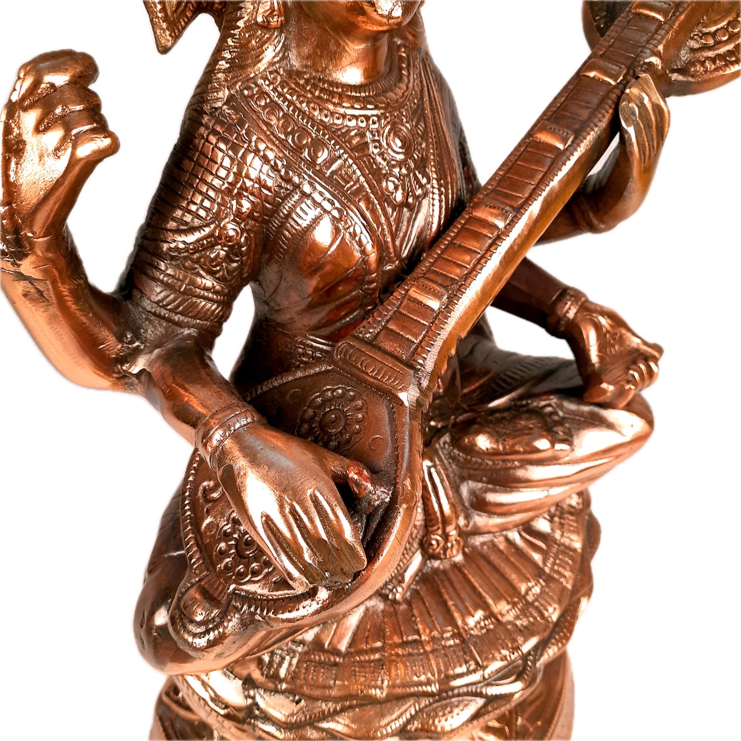 Saraswati Statue Murti | Maa Sarasvati Decor Statue | Religious & Spiritual Wall Art - for Puja, Home, Entrance & Living Room - 25 inch - Apkamart