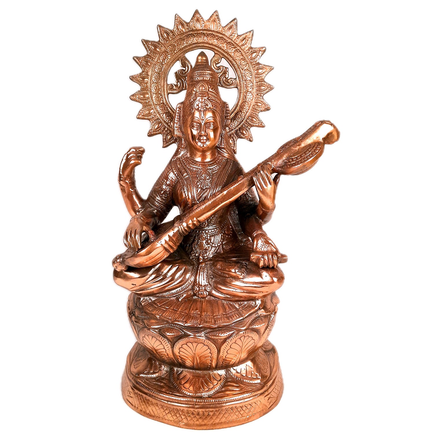Saraswati Statue Murti | Maa Sarasvati Decor Statue | Religious & Spiritual Wall Art - for Puja, Home, Entrance & Living Room - 25 inch - Apkamart