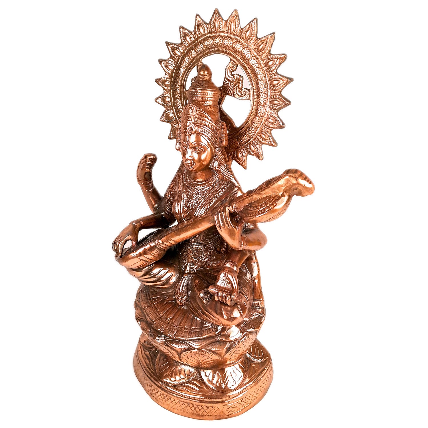 Saraswati Statue Murti | Maa Sarasvati Decor Statue | Religious & Spiritual Wall Art - for Puja, Home, Entrance & Living Room - 25 inch - Apkamart