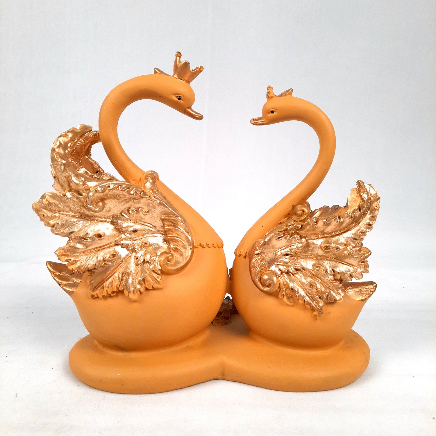 Swan Pair Showpiece | Swan Couple Statue | Kissing Duck Set - For Home, Table, Office, Desk Decor, Gift for him her - 7 inch - apkamart #Style_Design 1