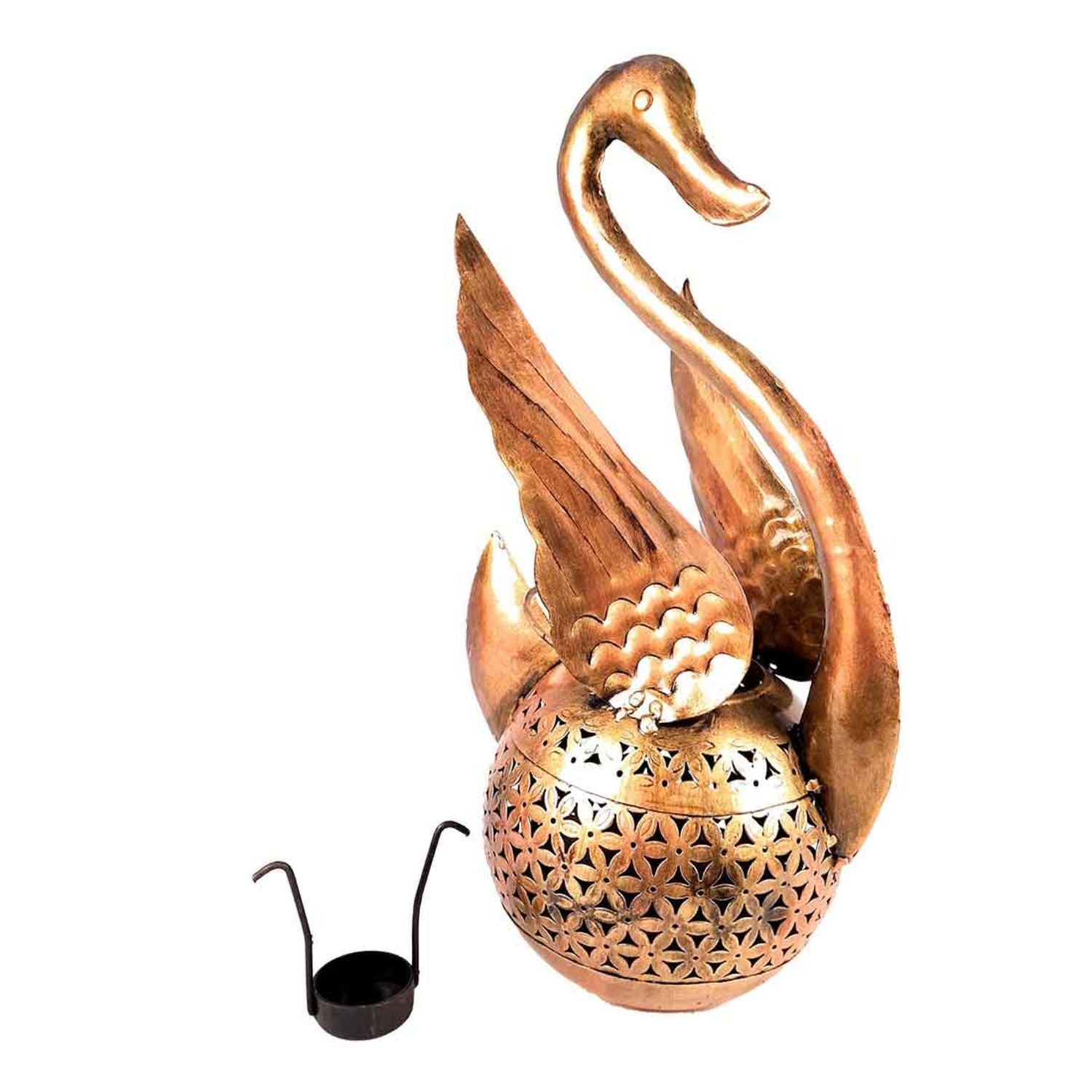 Swan Tea Light Stand Showpiece | Decorative Candle Tealight Holder - for Home, Table, Living Room Decor | for Festival Decoration & Gifts (Pack of 2) - Apkamart