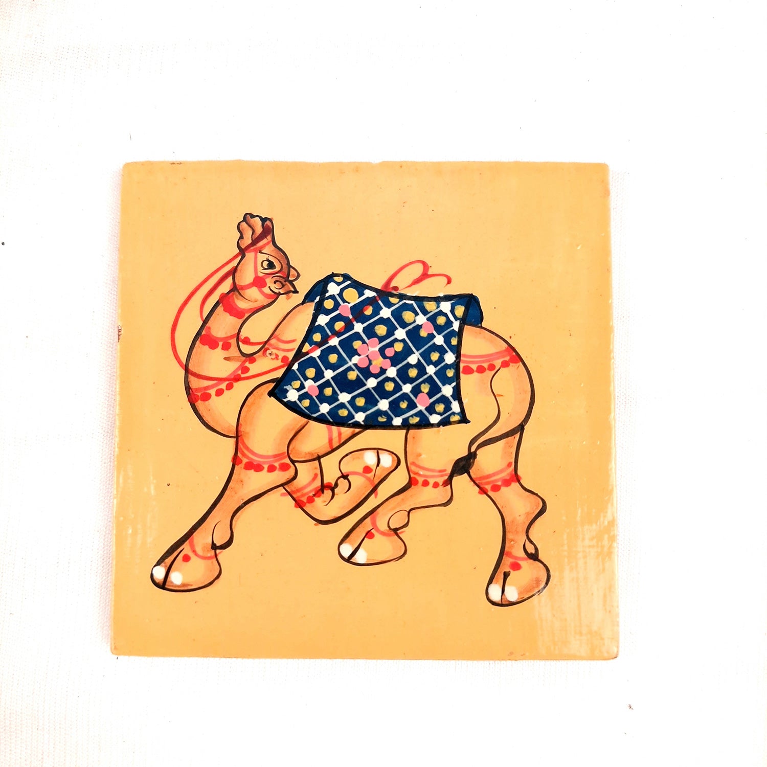 Tea Coasters | Wooden Coffee Coaster Set with Stand - Camel Design | Dining Table Decor - for Kitchen, Bar, Tables, Hot Pots, Cups, Mugs - 4 Inch (Set of 6) - apkamart #style_Design 1