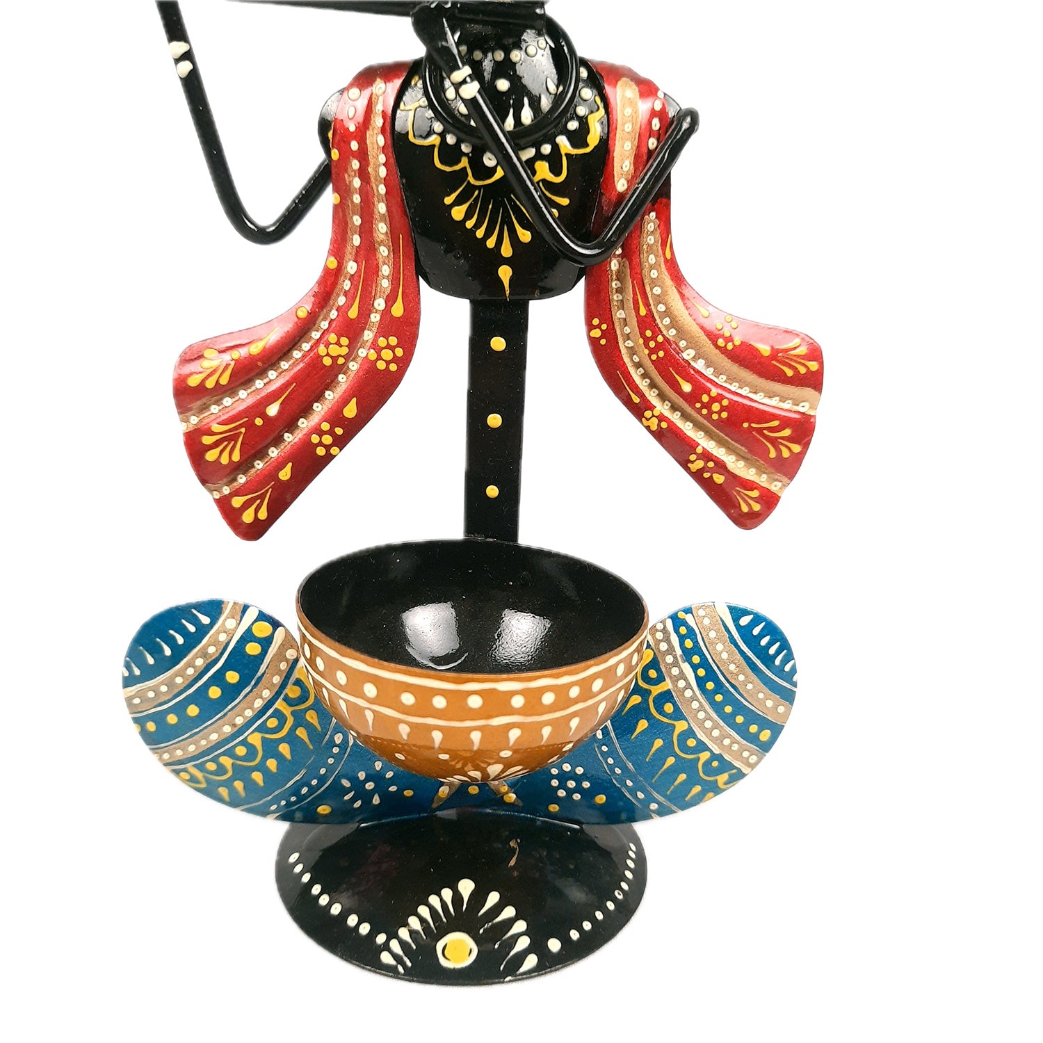 TeaLight Holder - Krishna Design | Candle T Light Holders Stand | Tea Light Candle Stands - For Home, Table, Living Room, Dining room, Bedroom Decor | For Diwali Decoration & Gifts - 10 Inch - Apkamart #Color_Black