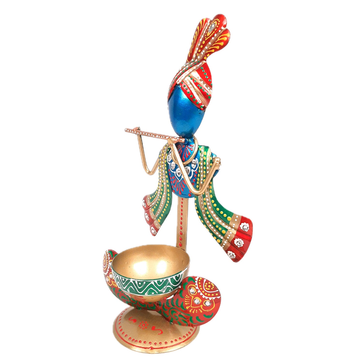 TeaLight Holder - Krishna Design | Candle T Light Holders Stand | Tea Light Candle Stands - For Home, Table, Living Room, Dining room, Bedroom Decor | For Diwali Decoration & Gifts - 10 Inch - Apkamart #Color_Blue