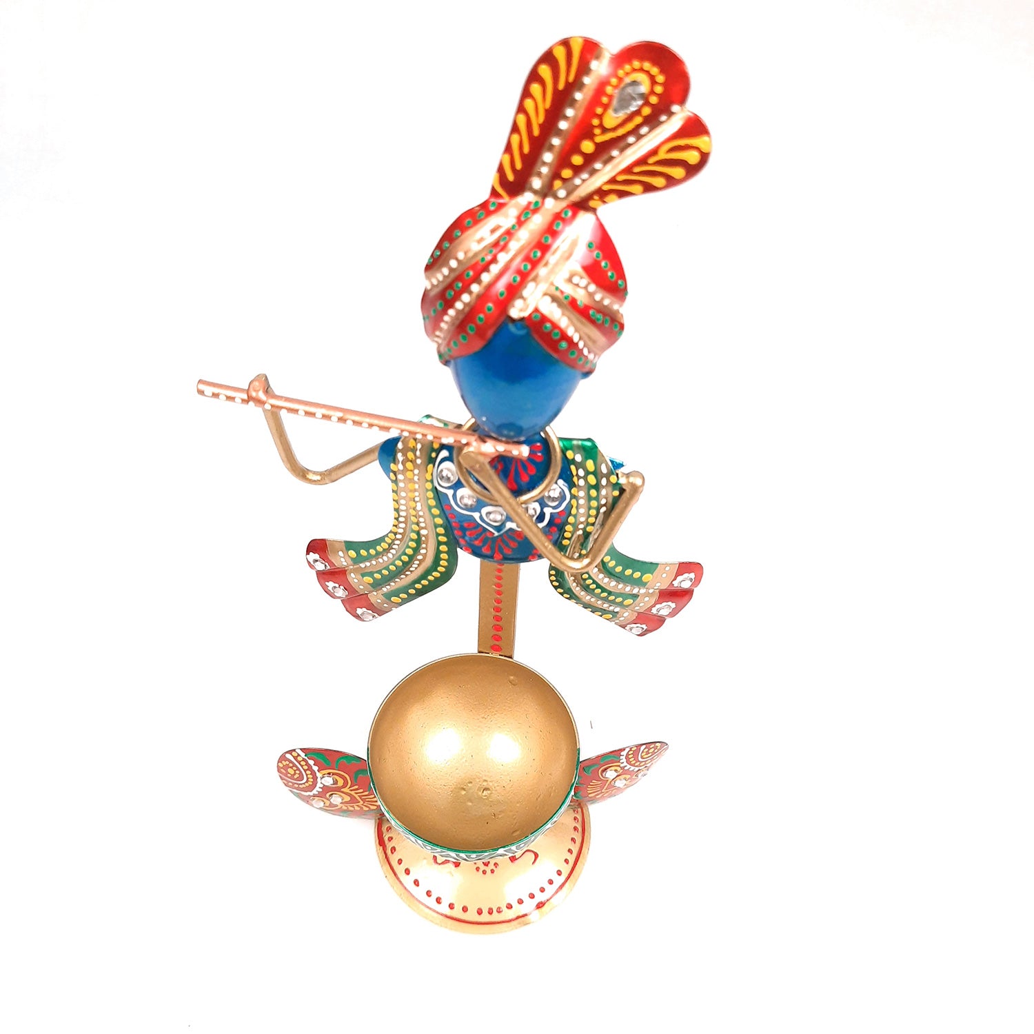 TeaLight Holder - Krishna Design | Candle T Light Holders Stand | Tea Light Candle Stands - For Home, Table, Living Room, Dining room, Bedroom Decor | For Diwali Decoration & Gifts - 10 Inch - Apkamart #Color_Blue