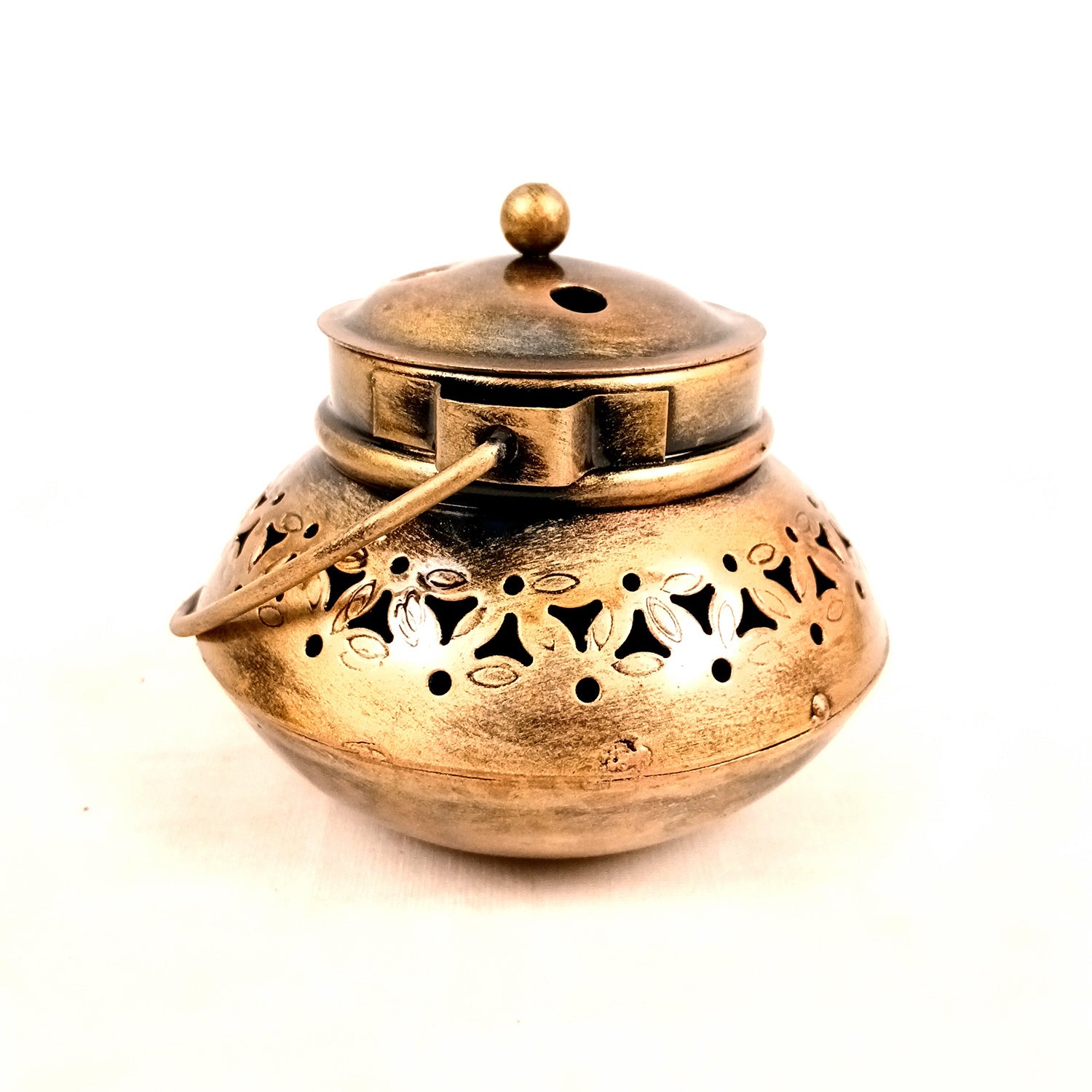 Tea Light Stand | Decorative Candle Tealight Holder - Handi Design With Lid - For Home, Table, Living Room Decor | For Festival Decoration & Gifts - 6 Inch (Pack of 2) - Apkamart