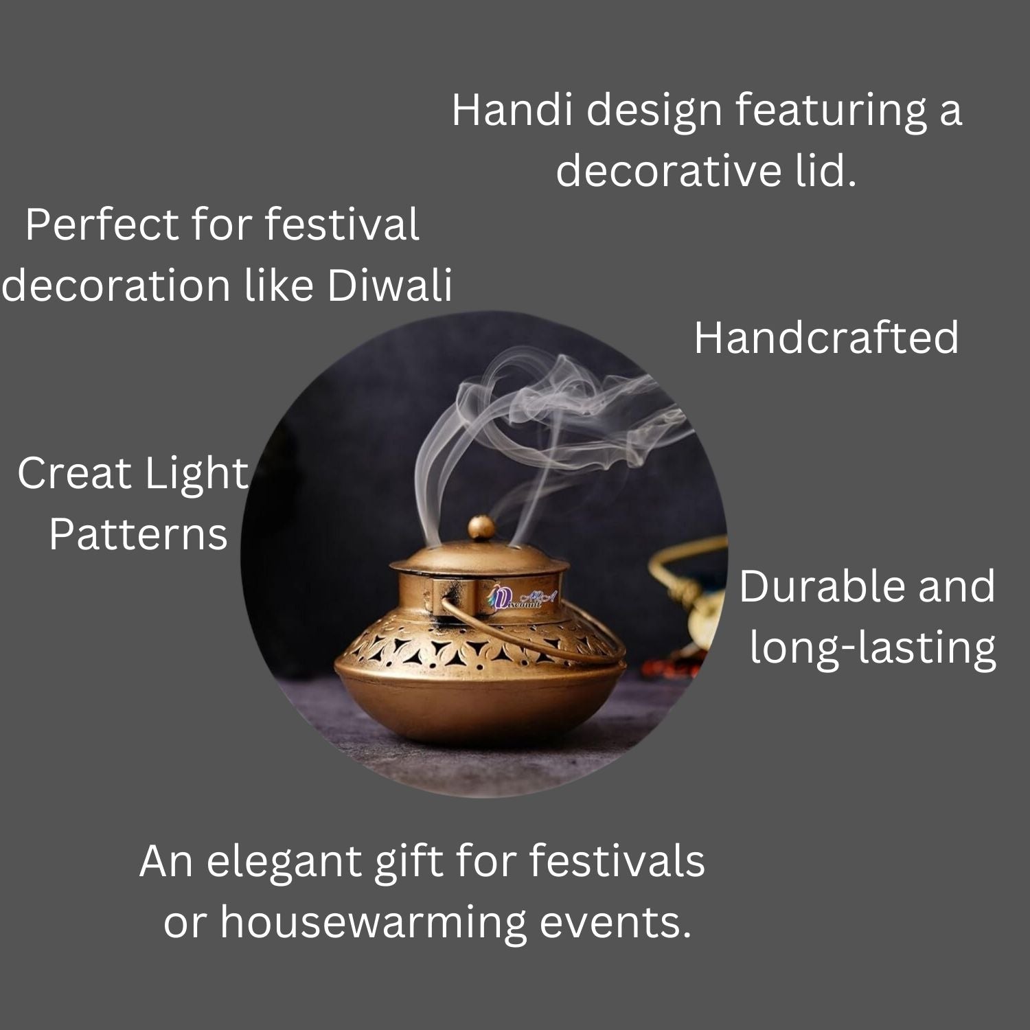Tea Light Stand | Decorative Candle Tealight Holder - Handi Design With Lid - For Home, Table, Living Room Decor | For Festival Decoration & Gifts - 6 Inch (Pack of 2) - Apkamart