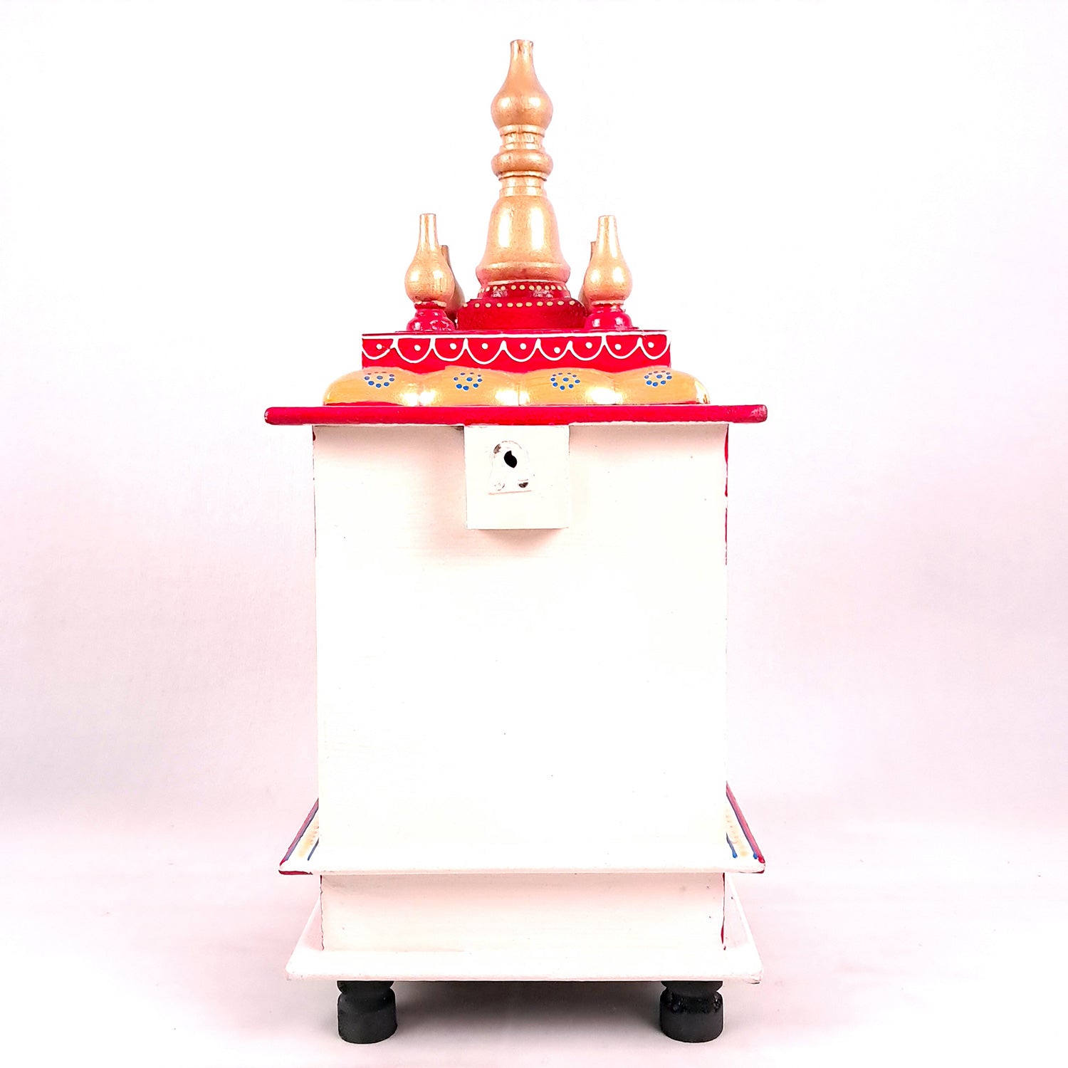 Pooja Mandir With Drawer | Home Temple Wooden Wall Mounted With Storage | Hanging Puja Stand / Unit - Apkamart #Color_White
